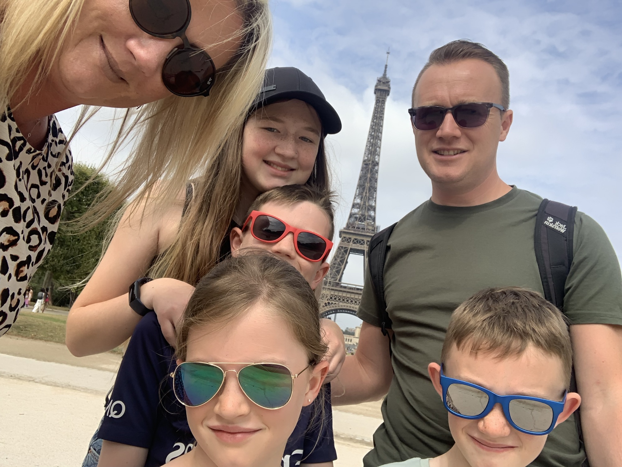 Murtagh family selfie in front of the Eiffel Tower